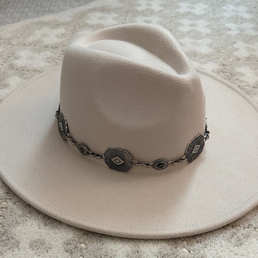 Cream Hat with Silver Accents